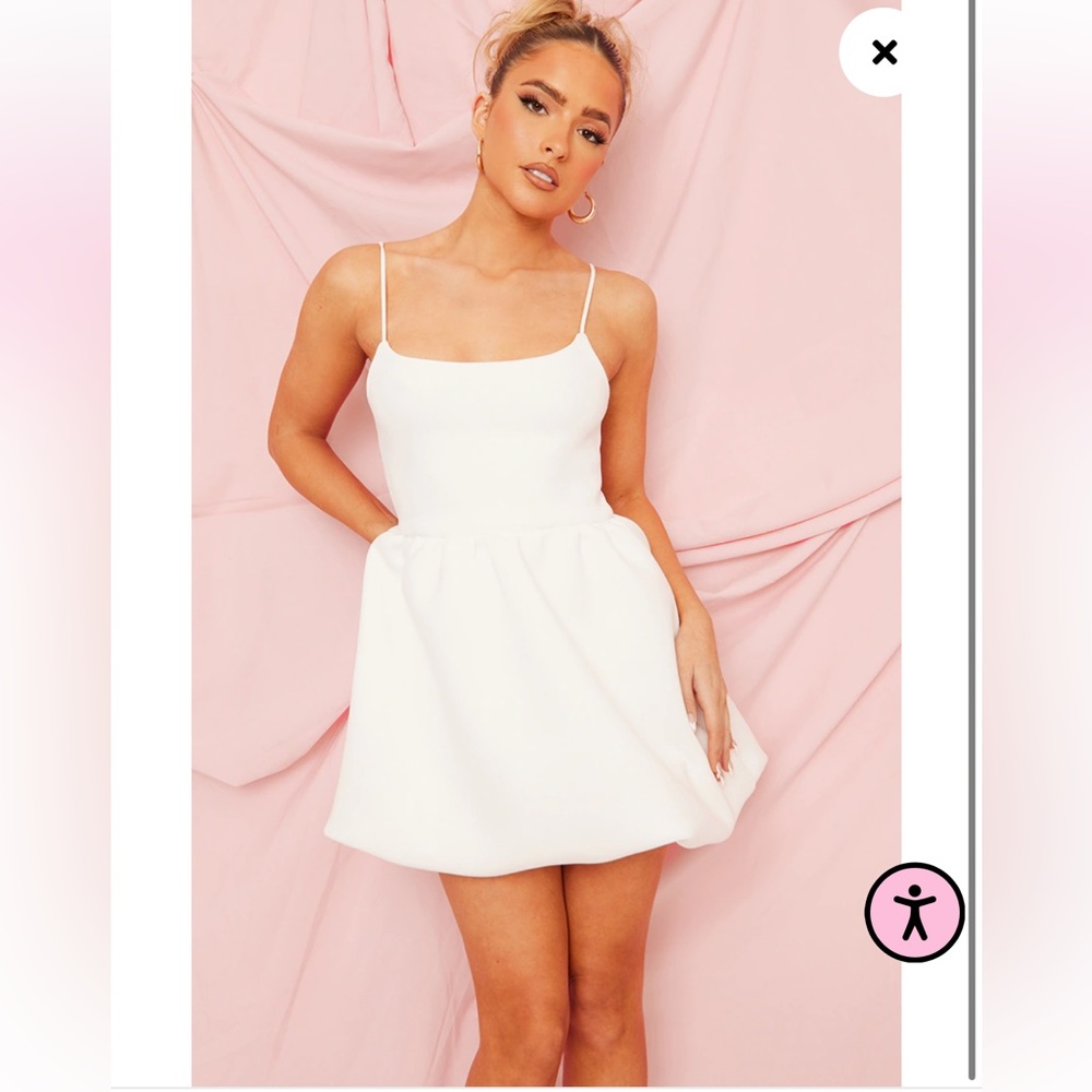 White puffball dress 🤍